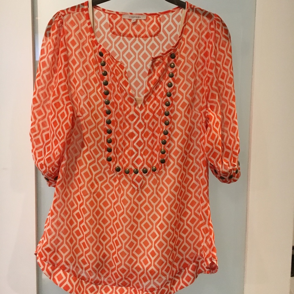 Orange graphic blouse with camisole
